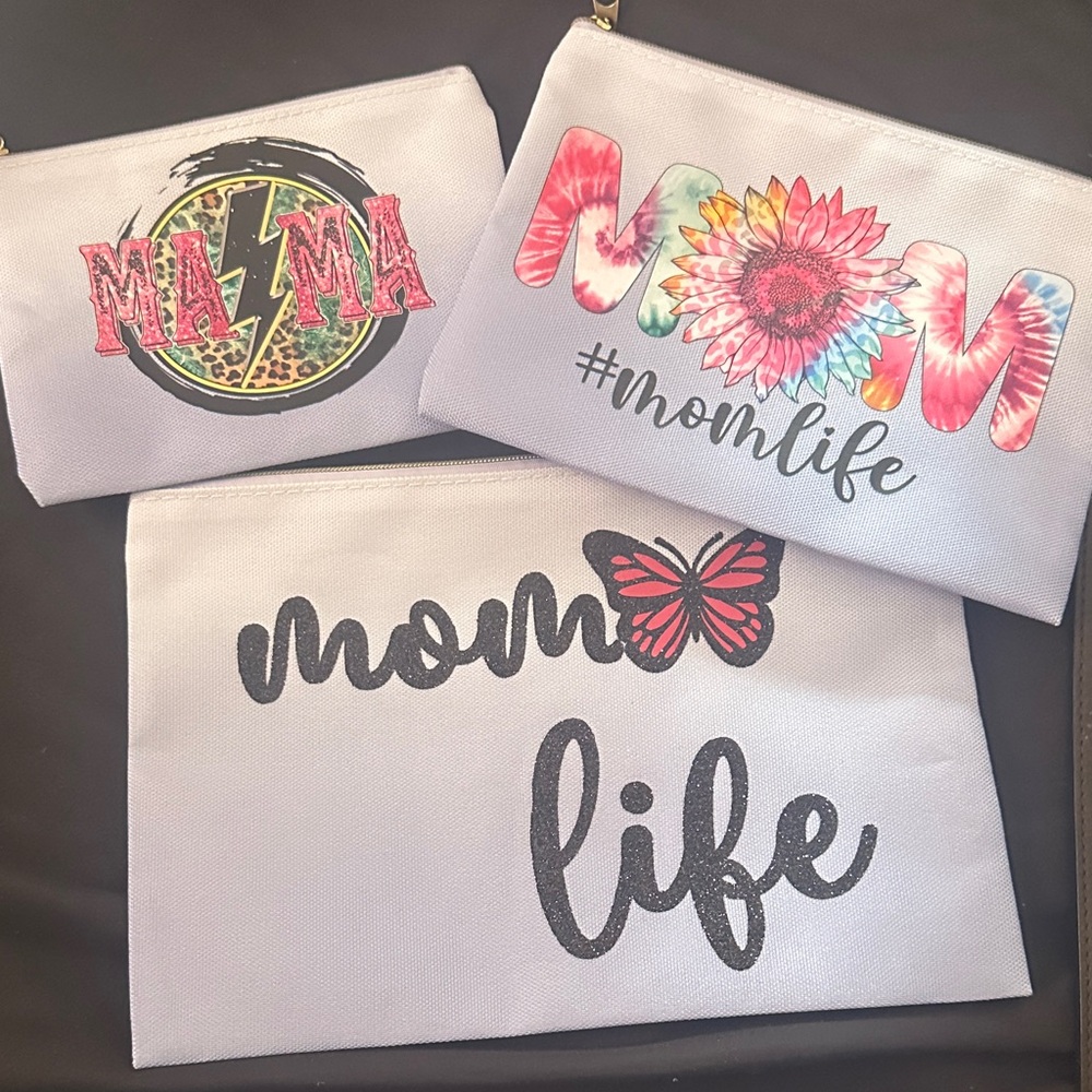 Set of Three 'Mom Life' Pouches